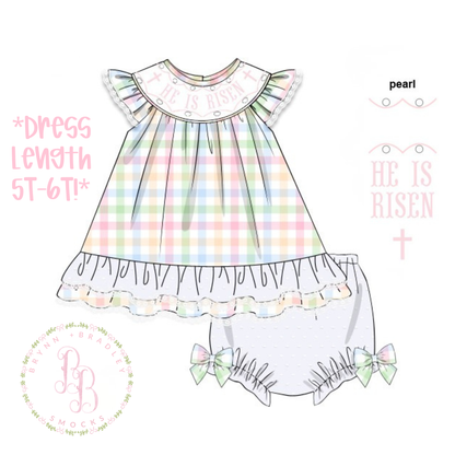 RTS: He is Risen Girl Diaper Set **Dress Length 5T-6T!**