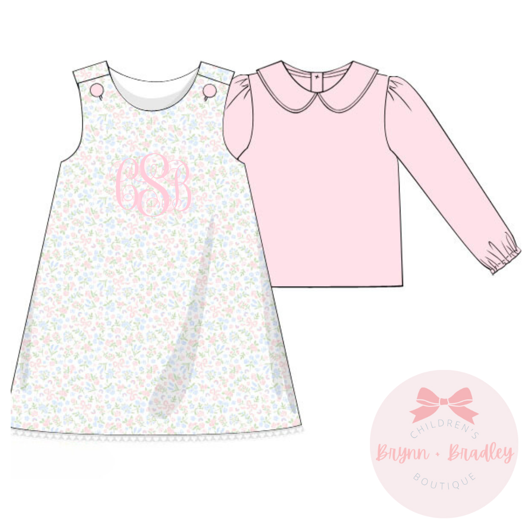 RTS: Grandmillenial Floral Girl Dress Set