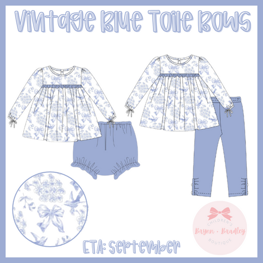 Preorder Vintage Blue Toile Bows Collection- ETA: September
