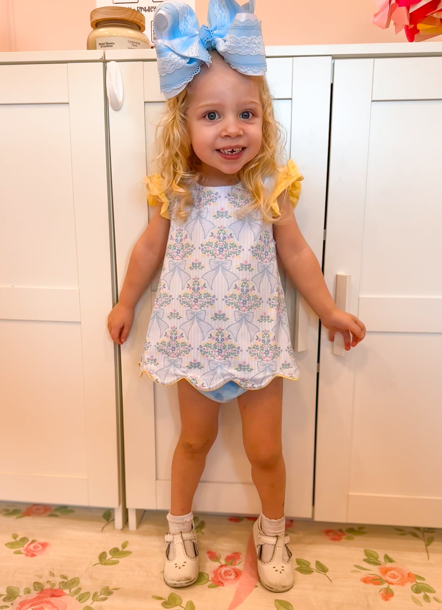 RTS: Ditsy Floral + Bows Girl Diaper Set