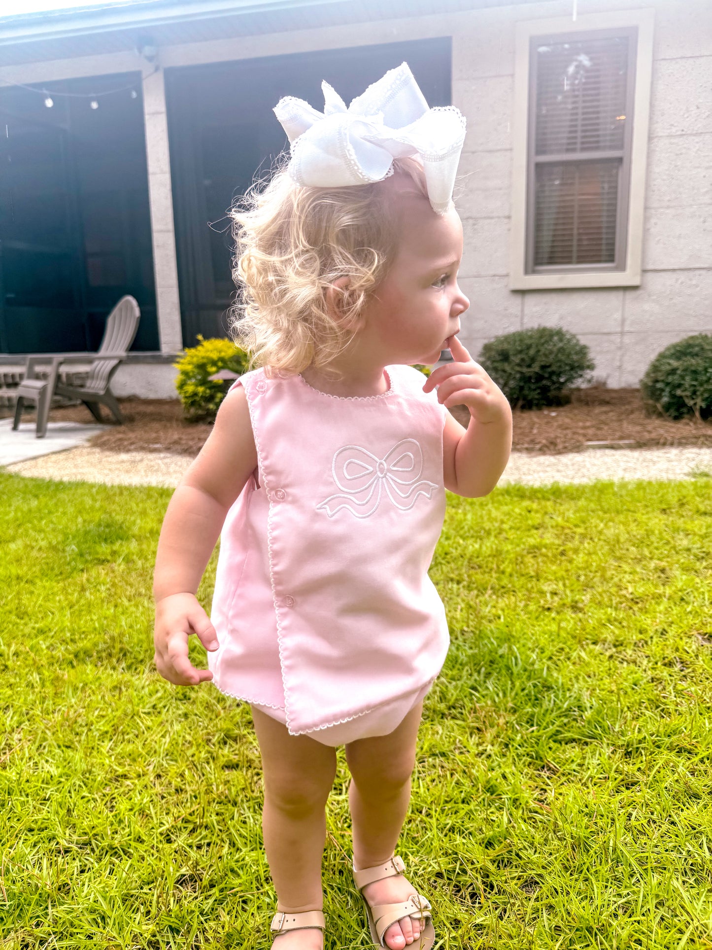 Picot Trim Diaper Set- Pink