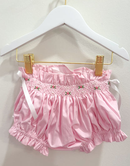 RTS: Geo Smocked Pearls + Roses Girl Diaper Set