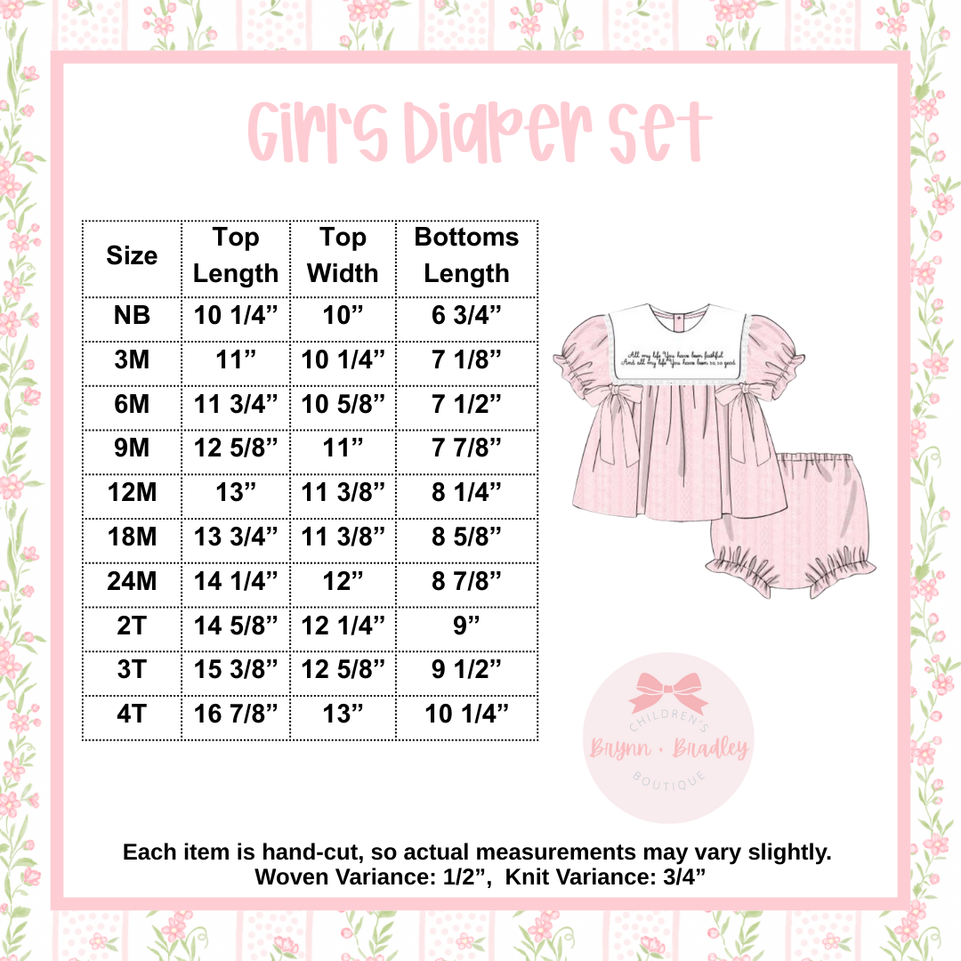 WS PO22: Hydrangeas + Bows Girl Diaper Set