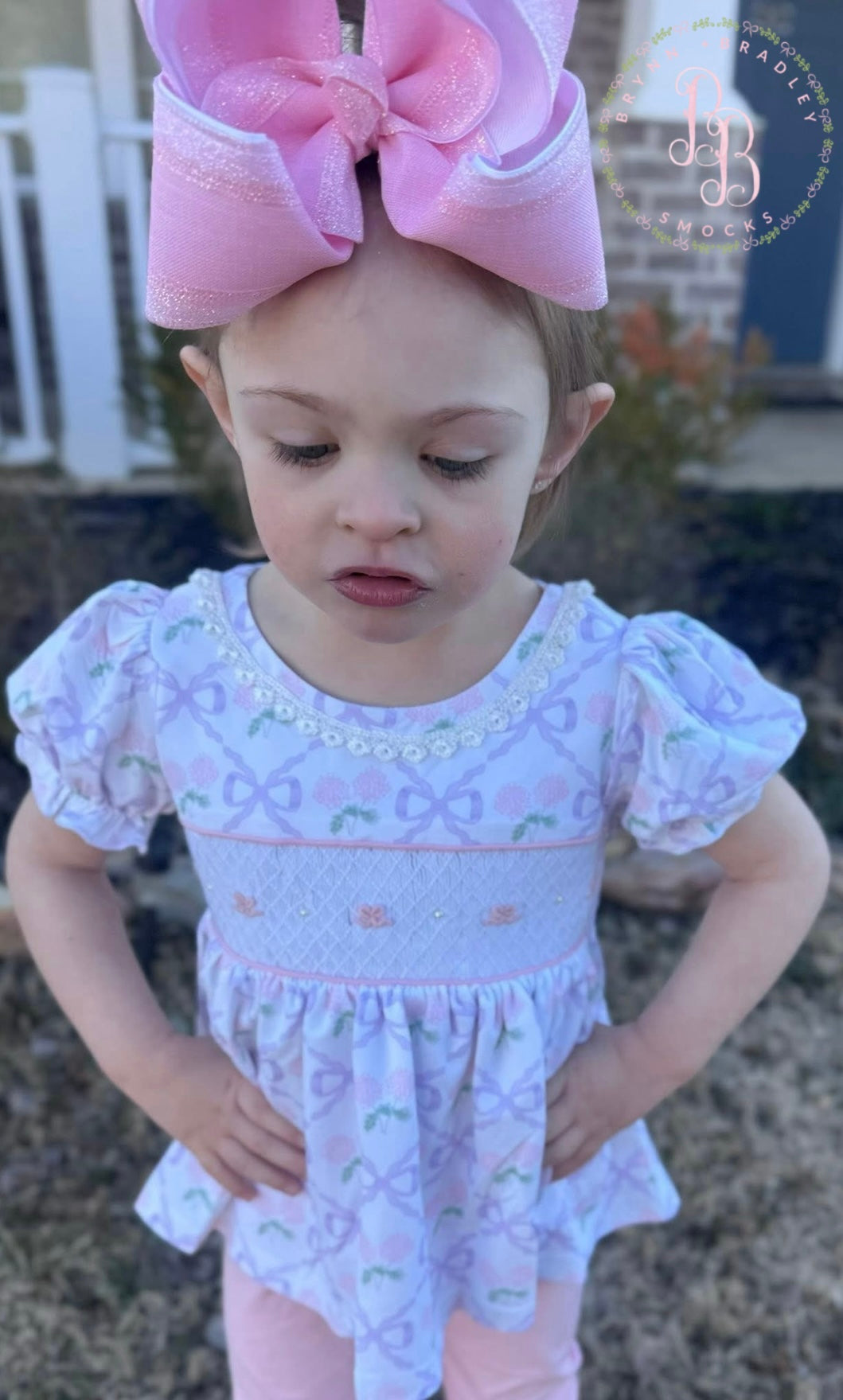 RTS: Hydrangeas + Bows Girl Leggings Set