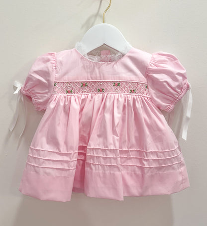 RTS: Geo Smocked Pearls + Roses Girl Diaper Set