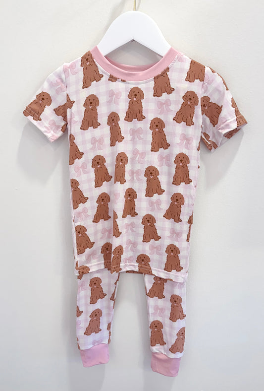 RTS: Pink Doodles Bamboo Short Sleeve Pants Set