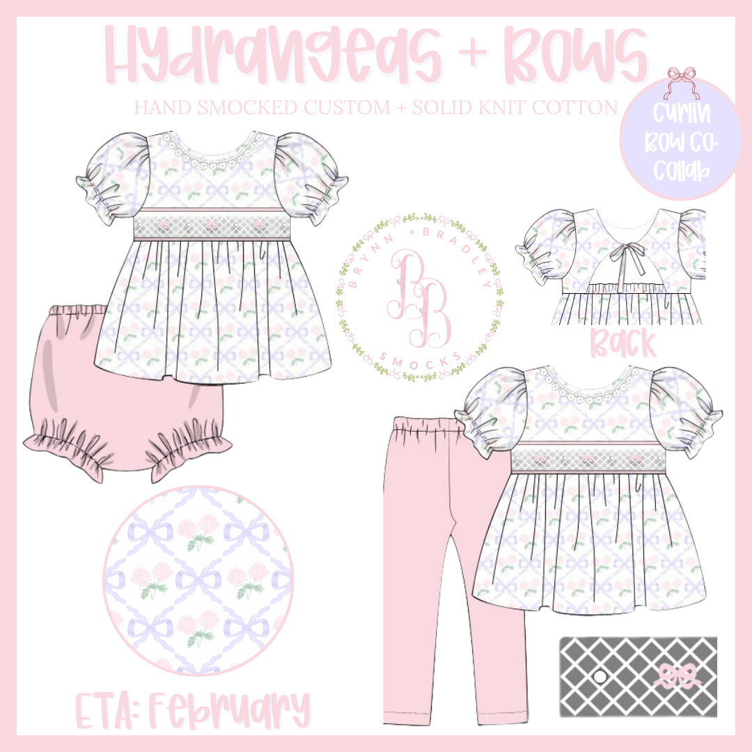 WS PO22: Hydrangeas + Bows Girl Diaper Set