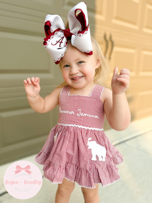 RTS: Gingham Gameday Rammer Jammer Girl Diaper Set