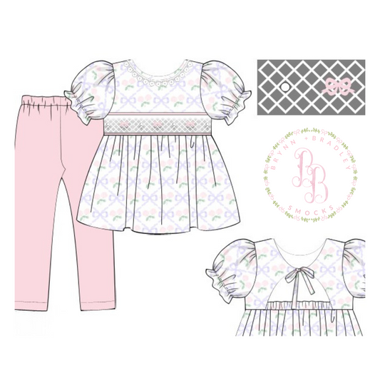 WS PO22: Hydrangeas + Bows Girl Leggings Set