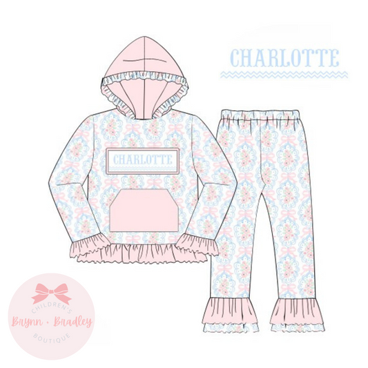 PO21: Winter Livi’s Sweet Floral: Girl Hooded Leggings Set