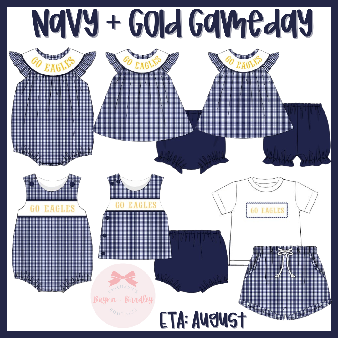 PO17: Navy + Gold Gameday Boy Diaper Set