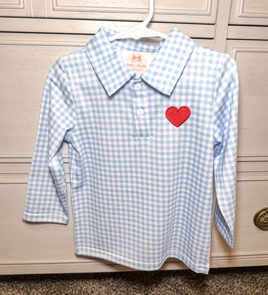RTS: Embroidered Hearts Boy Polo Shirt