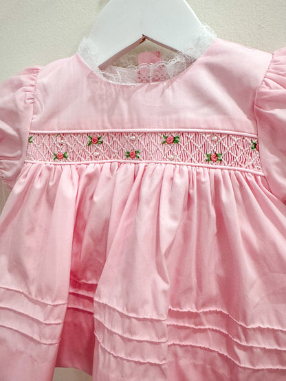 RTS: Geo Smocked Pearls + Roses Girl Diaper Set