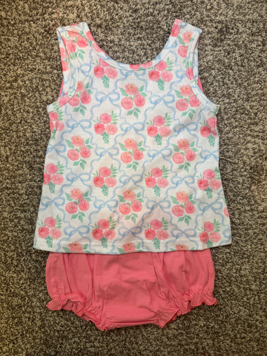 RTS: Pink Floral + Stripes Girl Diaper Set