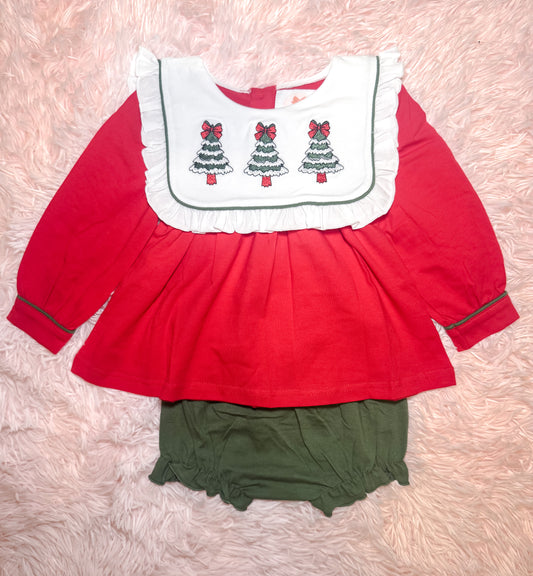 RTS: Girl’s O Christmas Tree Diaper Set