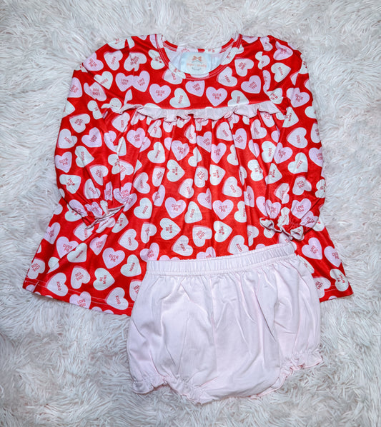 RTS: Conversation Hearts Girl Diaper Set