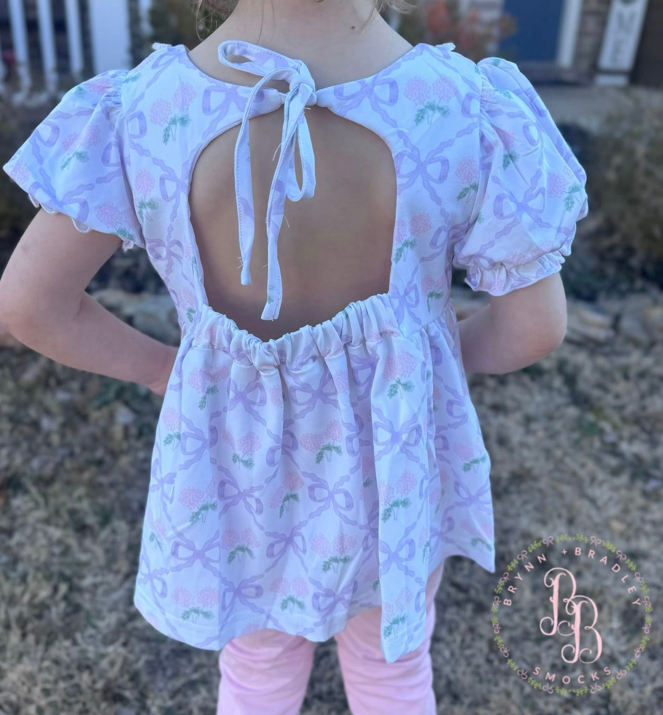 RTS: Hydrangeas + Bows Girl Leggings Set