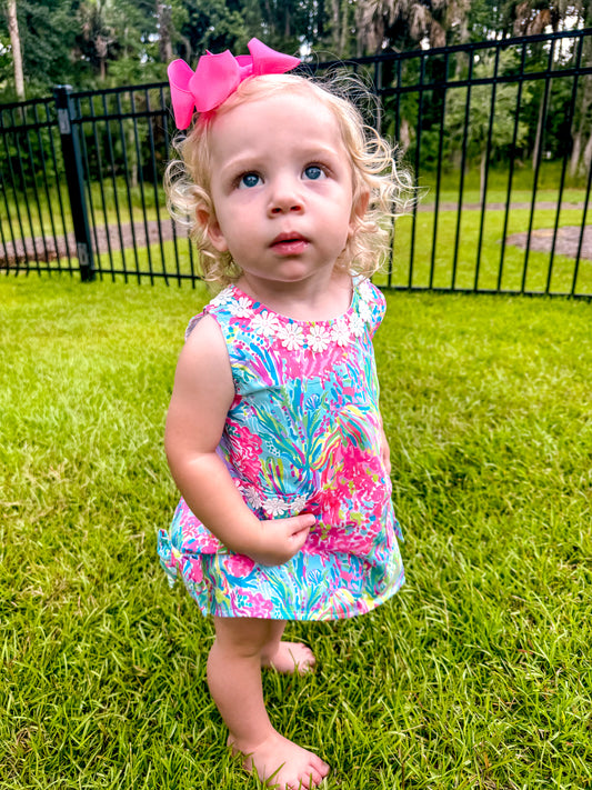 RTS: Girl’s Pink + Green Lily Inspired Diaper Set