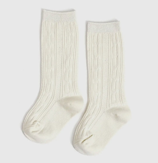 RTS: Little Stocking Co. Ivory Cable Knit Knee High Socks