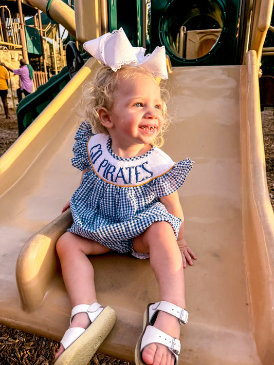 PO17: Royal Blue + Gold Gameday Girl Diaper Set