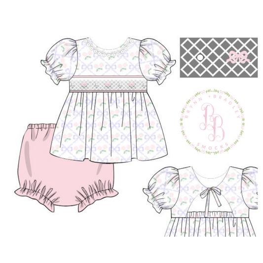 WS PO22: Hydrangeas + Bows Girl Diaper Set