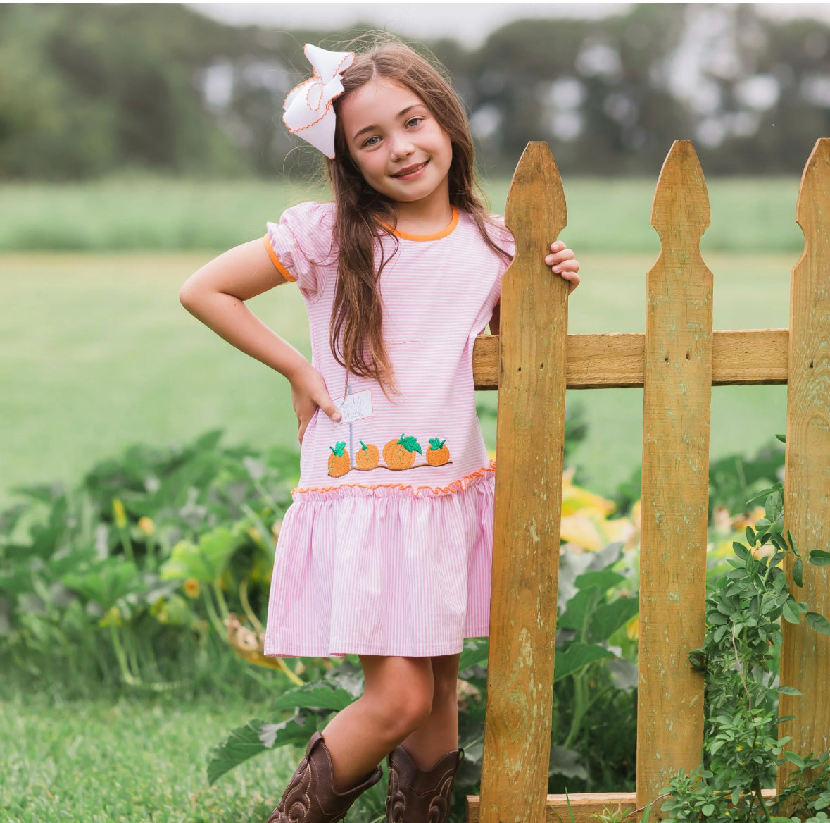 RTS: Girl’s Pumpkin Patch Ruffled Dress