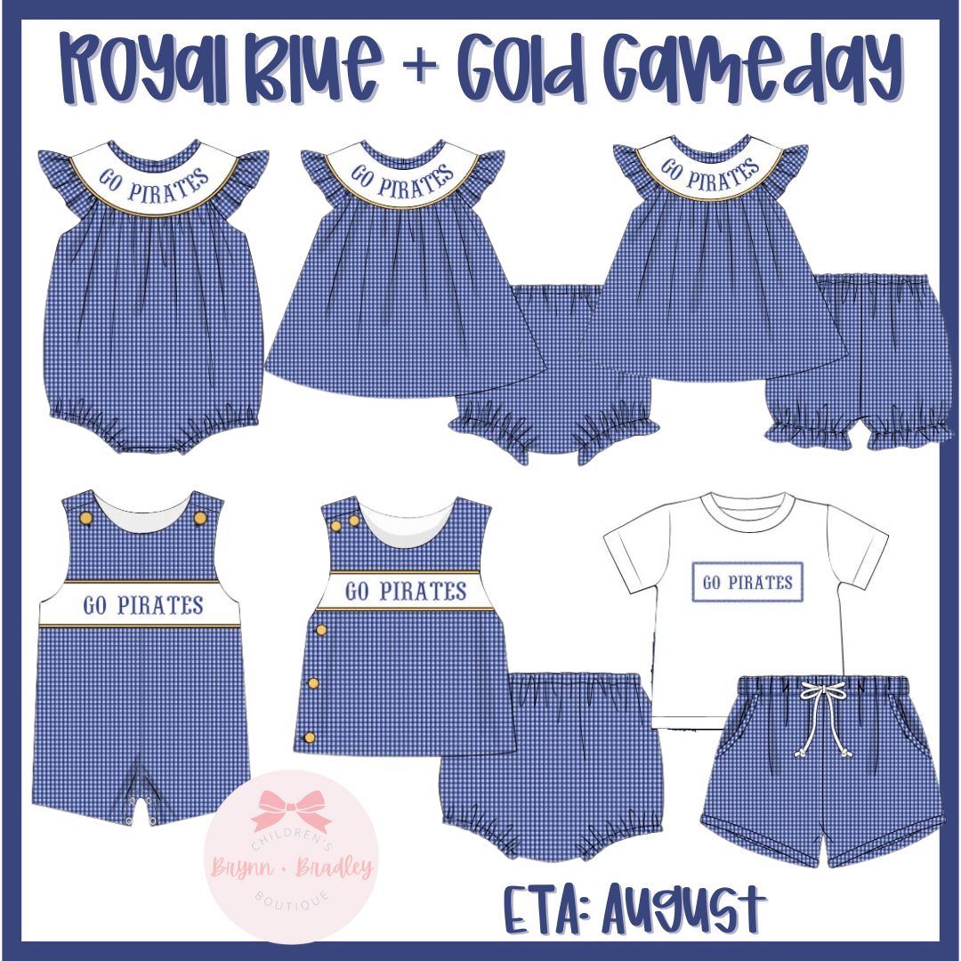 PO17: Royal Blue + Gold Gameday Girl Diaper Set