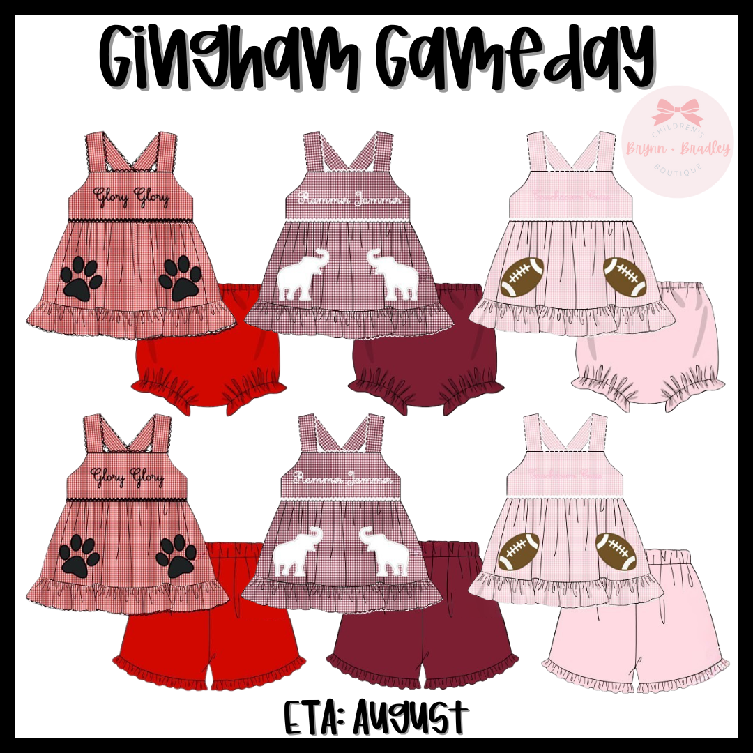 PO17: Gingham Gameday Girl Diaper Set: Rammer Jammer