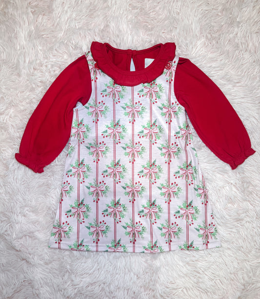 RTS: Girl’s Bows of Holly Dress Set