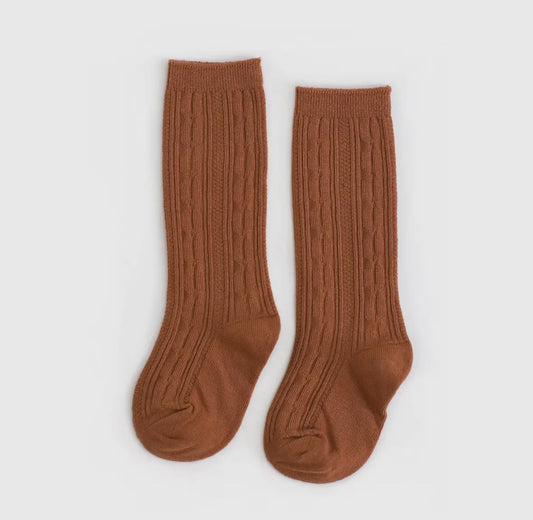 RTS: Little Stocking Co. Sugar Almond Cable Knit Knee High Socks