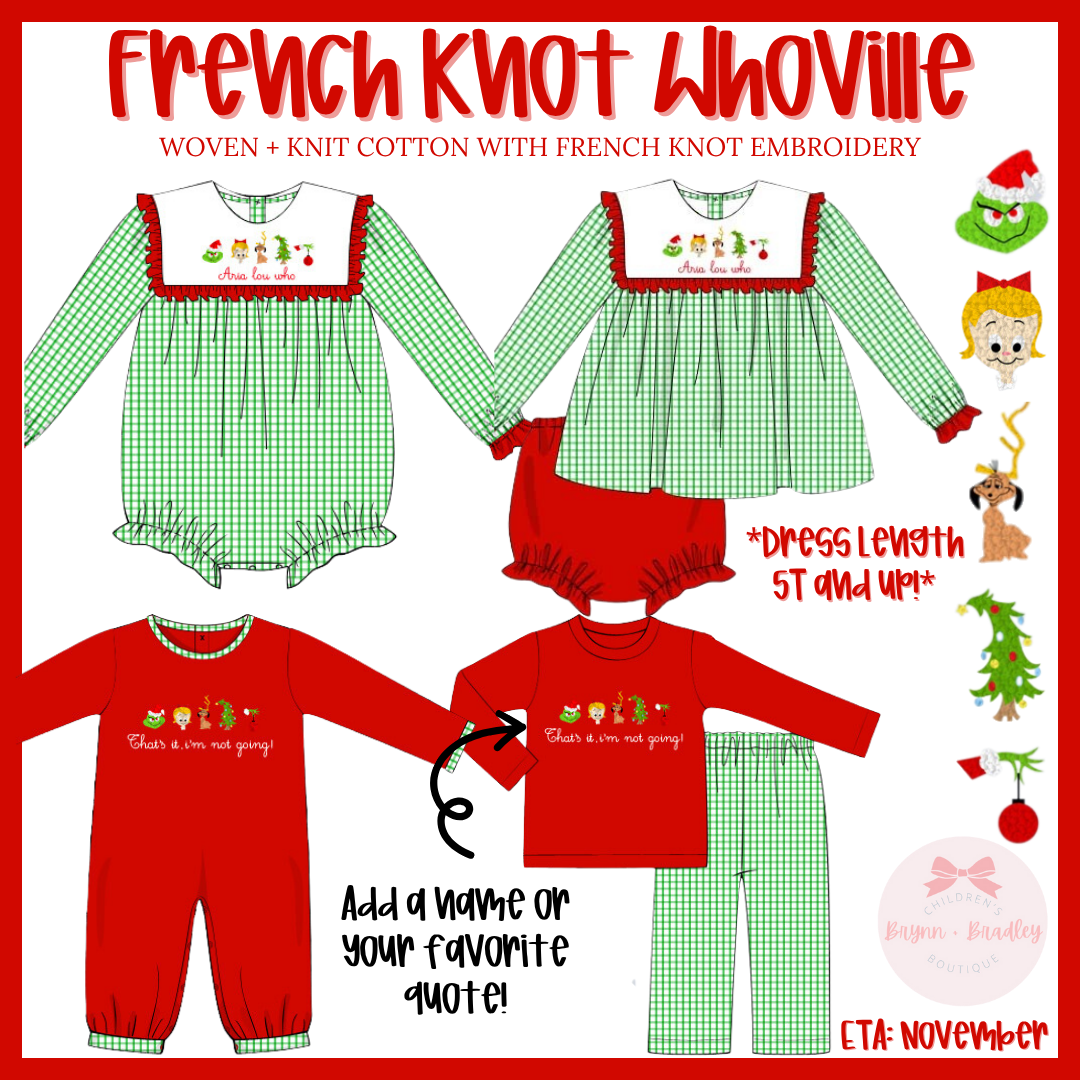 RTS: French Knot Whoville Girl Bloomer Set