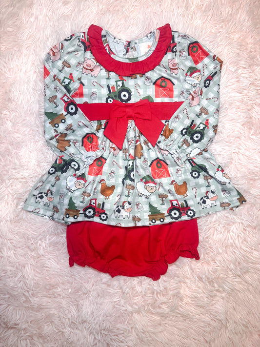 RTS: Girl’s Christmas on the Farm Diaper Set