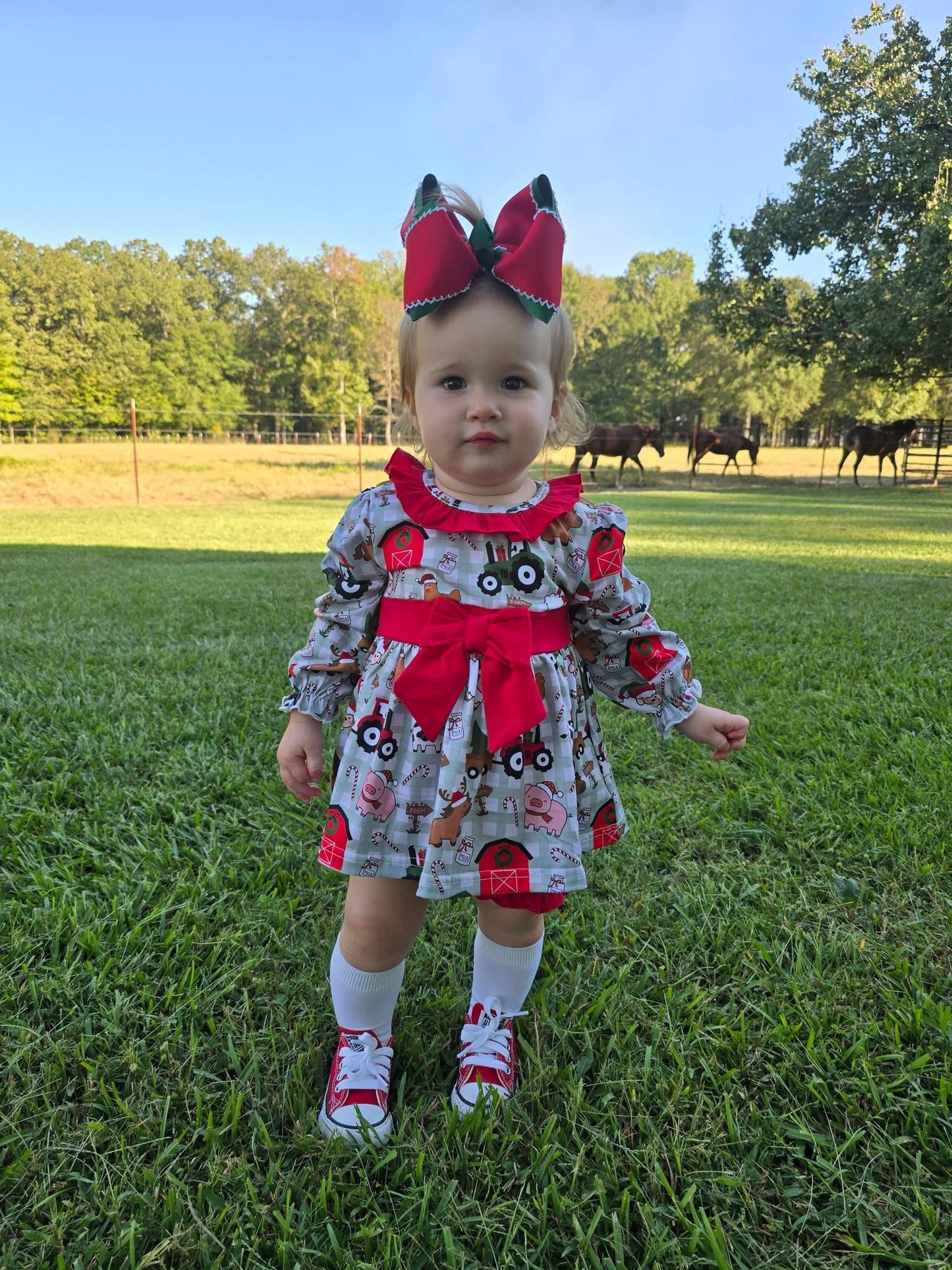 RTS: Girl’s Christmas on the Farm Diaper Set