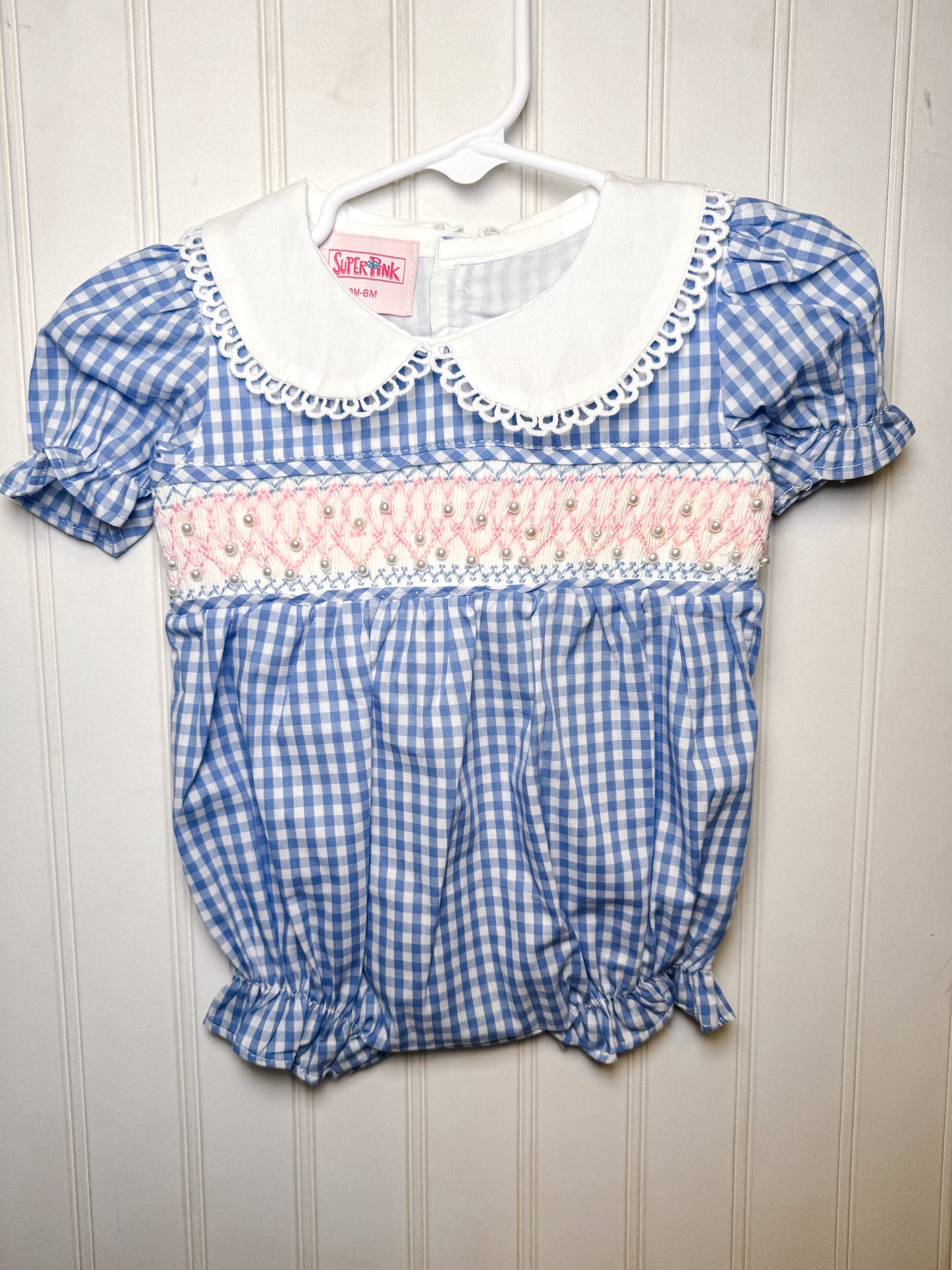 RTS: Girl’s Blue Smocked Pearl Bubble