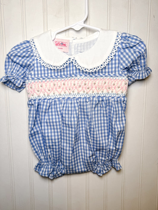 RTS: Girl’s Blue Smocked Pearl Bubble