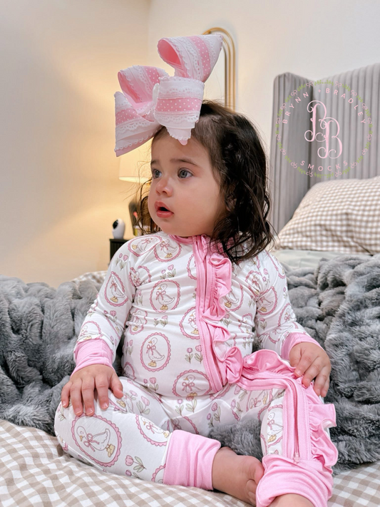 RTS: Pink Silly Goose Bamboo Ruffle Zippy