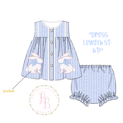 RTS: Hop Little Bunnies Girl Diaper Set **Dress Length 5T-6T!**