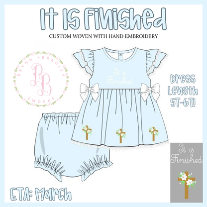 RTS: It Is Finished Girl Diaper Set **Dress Length 5T-6T!**