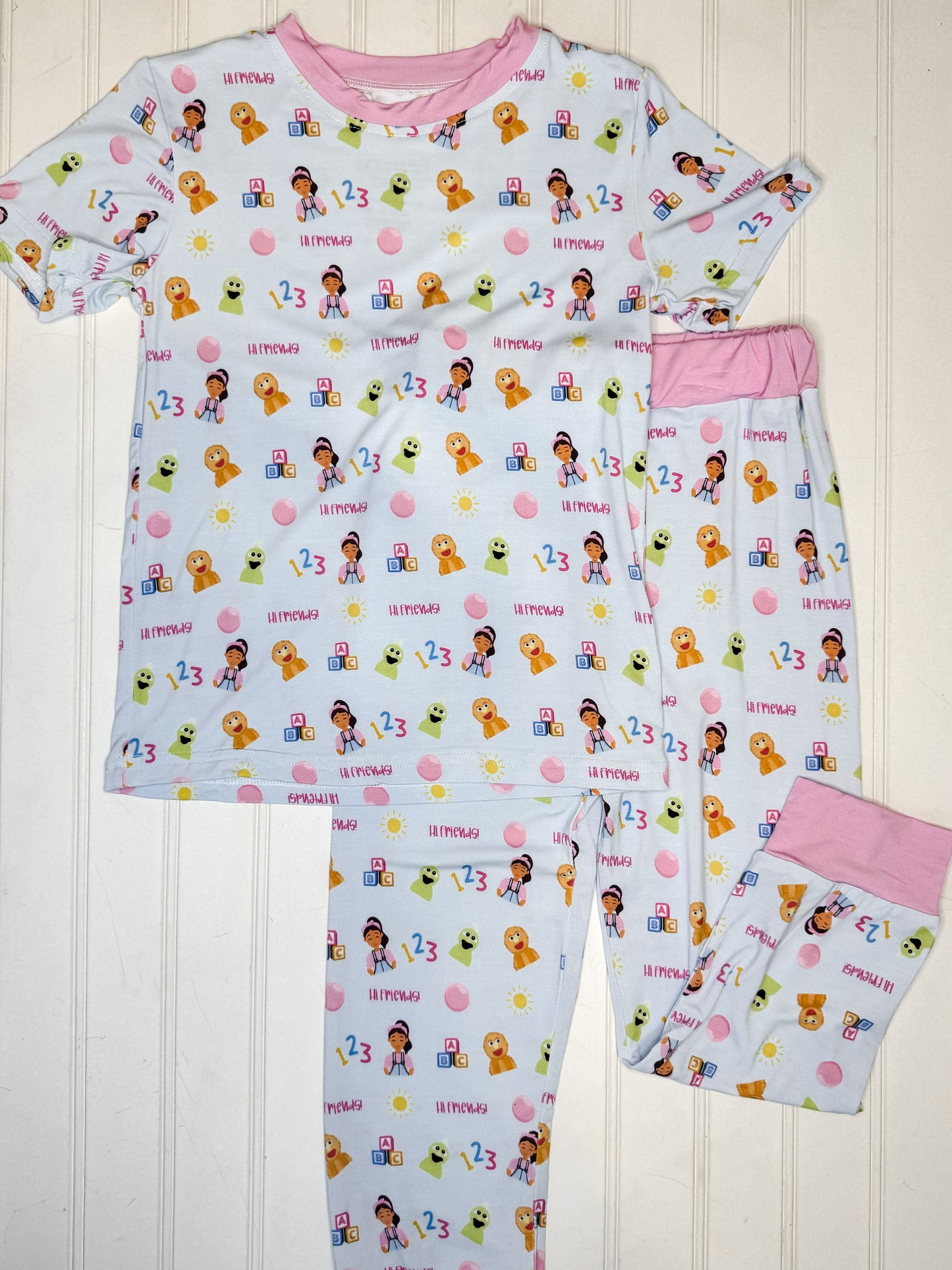RTS: Hi Friends Bamboo Short Sleeve Pants Set