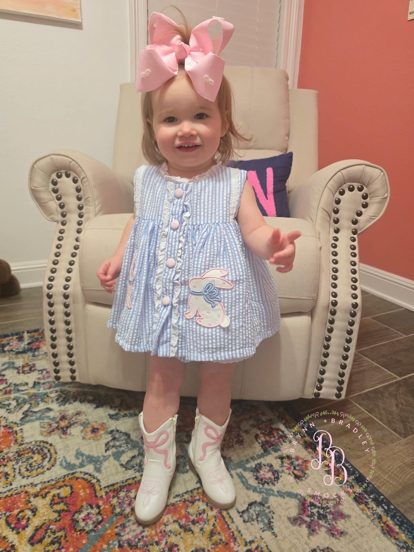 RTS: Hop Little Bunnies Girl Diaper Set **Dress Length 5T-6T!**