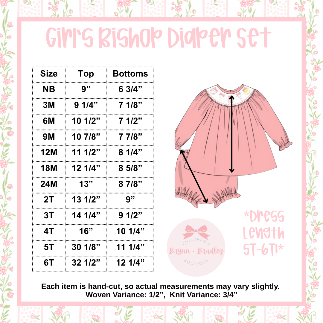 WS PO23: Smocked Pearl Crosses Girl Diaper Set