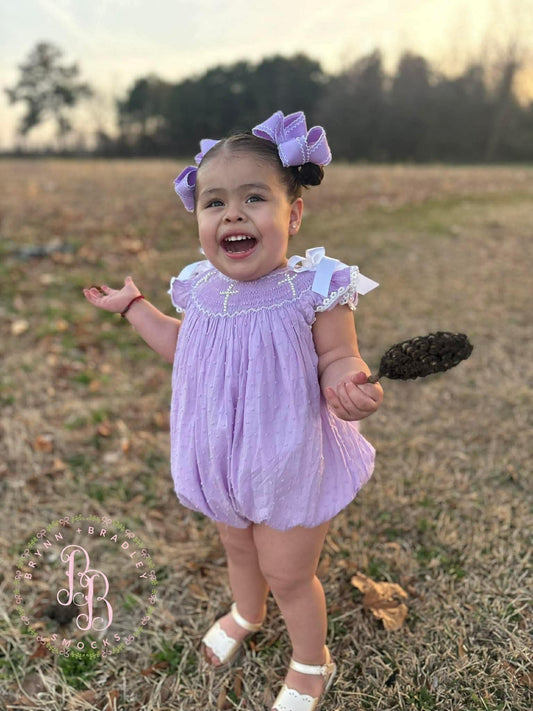 RTS: Smocked Pearl Crosses Girl Bubble