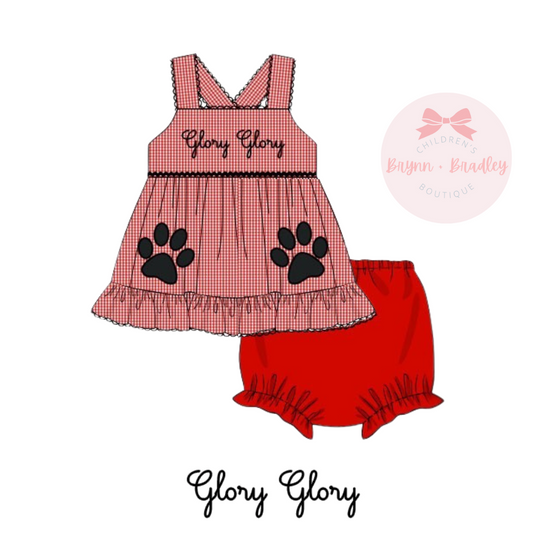 PO17: Gingham Gameday Girl Diaper Set: Glory Glory