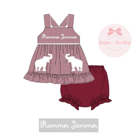 PO17: Gingham Gameday Girl Diaper Set: Rammer Jammer