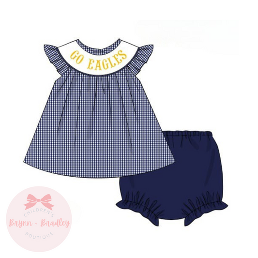 PO17: Navy + Gold Gameday Girl Diaper Set