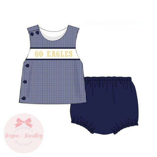 PO17: Navy + Gold Gameday Boy Diaper Set