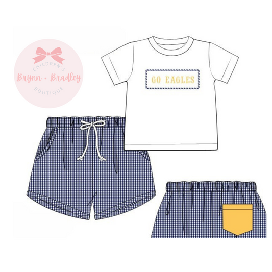 PO17: Navy + Gold Gameday Boy Shorts Set