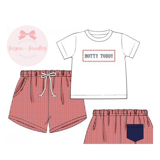PO17: Navy + Red Gameday Boy Shorts Set