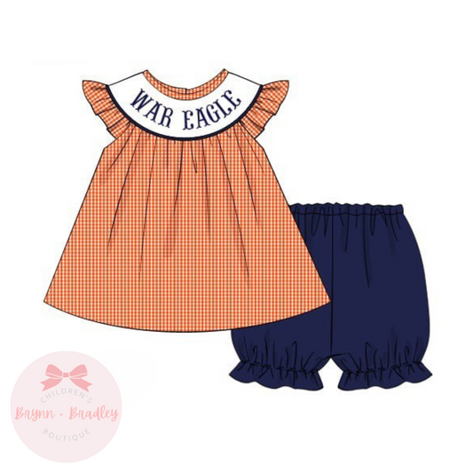 PO17: Orange + Navy Gameday Girl Shorts Set
