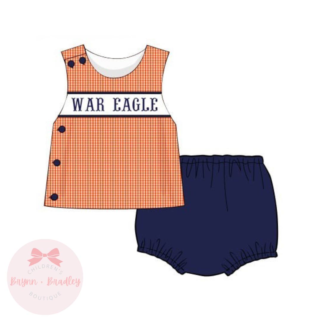 PO17: Orange + Navy Gameday Boy Diaper Set